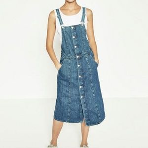 Zara TRF Denim Overall Dress Large